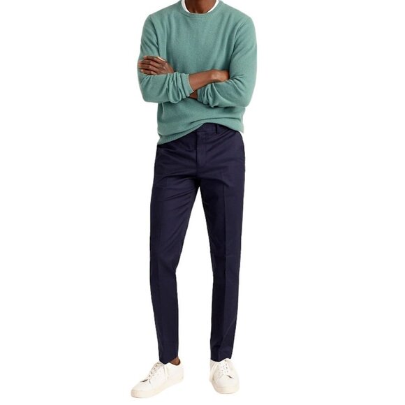 J. Crew Mens Bowery Stretch Slim Dress Pant Wool Blend Navy Size 33W 32L - Picture 1 of 8